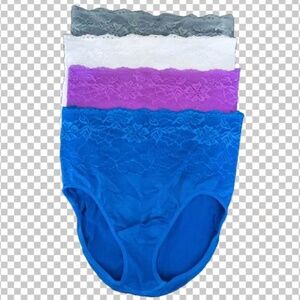 Rhonda Shear Seamless Briefs with Lace Overlay - 4 Pack